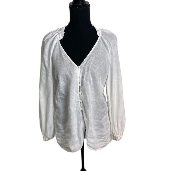 #138 MAEVE by ANTHROPOLOGIE Linen Blouse - Picture 2 of 9